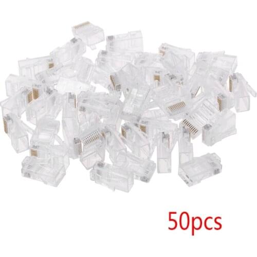 50 Pcs/Pack Stranded 10P10C Network Cable Connector RJ48 Crystal Plug Modular