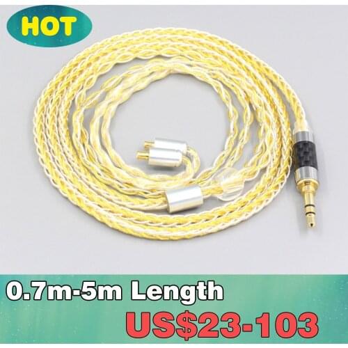 8 Core Silver Gold Plated Braided Earphone Cable For Audio Technica ATH-CKR100 CKR90 CKS1100 CKR100IS CKS1100IS LN007287