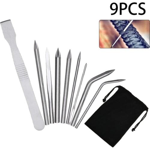 9pcs/set Stainless Steel Paracord Bracelet Fid Lacing Needles Tool DIY Weaving Stiching Needle Fid Apparel Sewing &Fabric