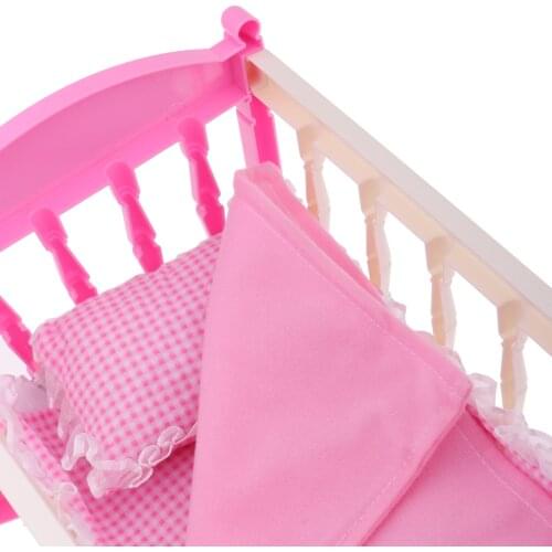 2 Piece Set Baby Doll Accessories, Includes Crib Bed, Baby Doll High Chair - for 9-11inch Reborn Doll, for MellChan Doll