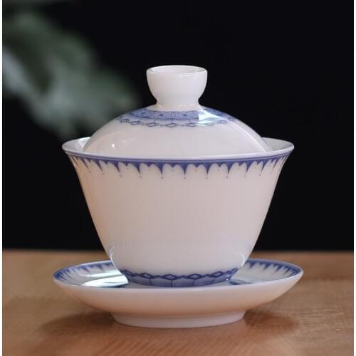 150ML Dehua Seagull White Porcelain Tea Tureen Cup Sliver Bowl Tea Set Gaiwan Tea Porcelain Pot Set Travel Beautiful Kettle New
