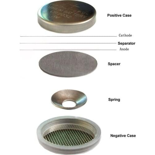 316 Stainless Steel CR2032 Coin Cell Cases with Conical Spring and Spacer