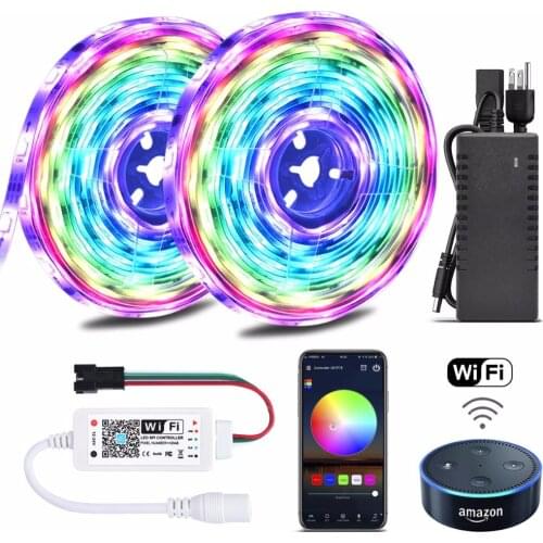 Color Chasing Alexa LED Strip Light Kit, 32.8Ft 10m Flexible Addressable RGB LED Rope Lights Working with WiFi SPI Music ST182