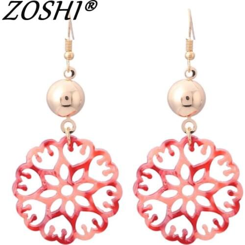 Colorful Hollow Flower Shape Dangle Earrings Gold color Earings Drop Earrings For Women Long Earring Fashion Jewelry brinco