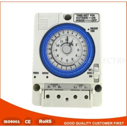 Din Mount 24H 100 to 240VAC 24 Hours Timer Switch Analog Time Control Switch Mechanical Time Controller TB35N SUL181d