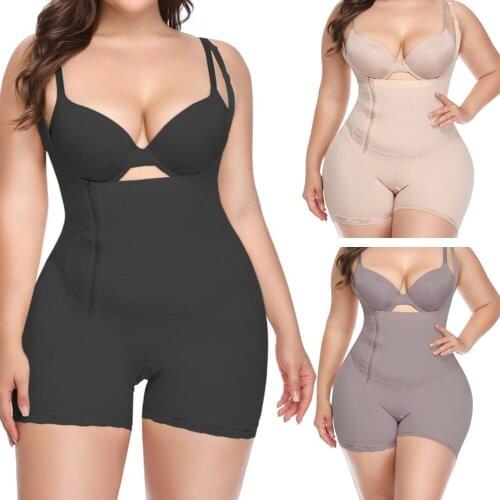 Womens Full Body Shaper Post Liposuction Girdle Clip Zip Bodysuit Underbust Waist Trainer Shapers Shapewear Fajas Plus Size