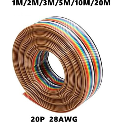 1M/2M/3M/5M/10M/20M 1.27mm 20P DuPont Cable Rainbow Flat Line Support Wire Soldered Cable Connector Wire