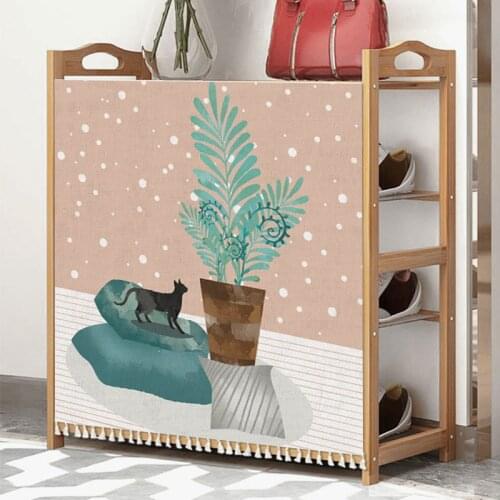 Ins Printed Short Curtains Dustproof Half-curtain for Kitchen Cabinet Storage Shelf Wardrobe Cover Window Cabinet Curtain Decor