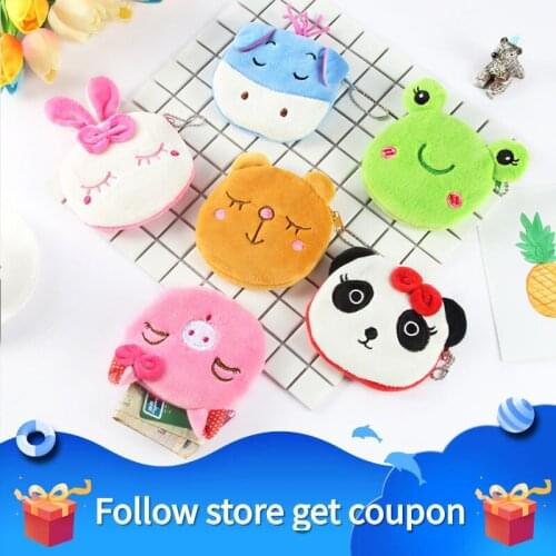 10CM Plush Wallet Small Change Cartoon Animals Short Hair Zipper Design Convenient Storage Stitch My melody Toys Children