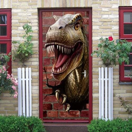 Creative environmental protection 3D dinosaur head door stickers refurbished self-adhesive bedroom wall PVC stickers