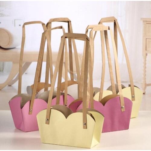 Creative Waterproof Flower Packing Bags Kraft Paper Bonsai Package Plant Pot Carrier With Paper Rope SN3970