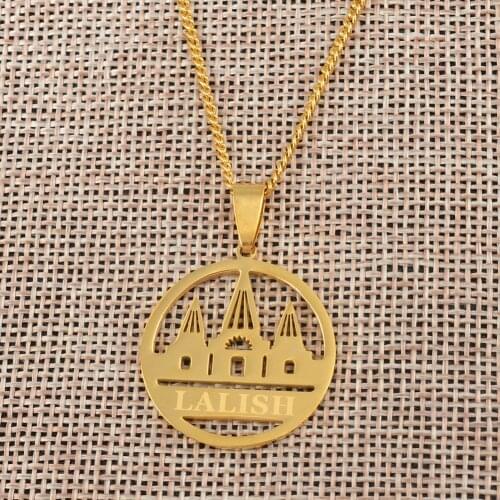 Lalish Pendant Chain Necklaces Gold Color/Silver Color Stainless Steel Yezidi Faith Pilgrimage Jewelry for Women Girls