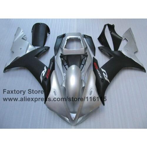 MOTOMARTS Motorcycle 100% Full injection fairings kit for YAMAHA 2002 2003 R1 YZF R1 02 03 silver black fairing ABS parts