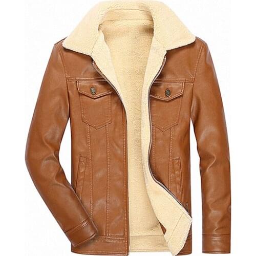 Mens Pu Leather Jacket Fashion Warm Slim Trend Cotton Jacket Autumn Winter Hot Sale Male Plus Velvet Thickening Bomber Jacket