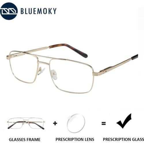 BLUEMOKY Prescription Progressive Glasses Men Double Beam Optical Myopia Eyeglasses Frame Anti Blue Light Photochromic Eyewear