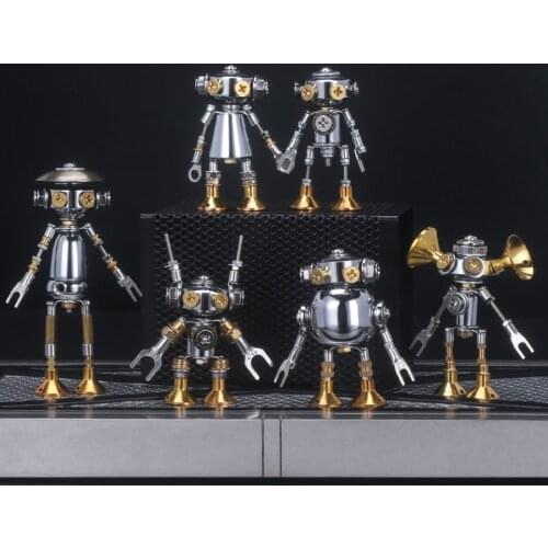 6Pcs/set DIY Small Mecha Office Series Metal Model Kit 3D Assembly Jigsaw Puzzel Toy Gift As Home Decor - Blind Box