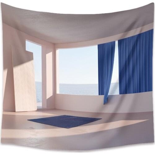 Ocean Window Series Wall Tapestry Personality Cartoon Pattern Printed Wall Cloth Tapestry Hippie Art Home Decor Yoga Mat Carpet
