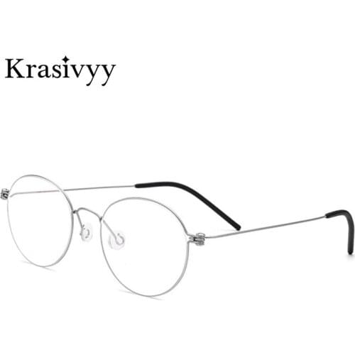 Krasivyy Retro Round Glasses Frame Women B Titanium Screwless Myopia Prescription Eyeglasses Men 2020 New Korean Optical Eyewear