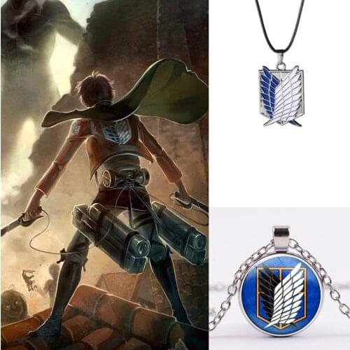 Anime Attack On Titan Necklace Eren Key SHIKISHIMA EREN Cosplay Pendant Necklace Wings Of Liberty Badge Necklace Colar Fans
