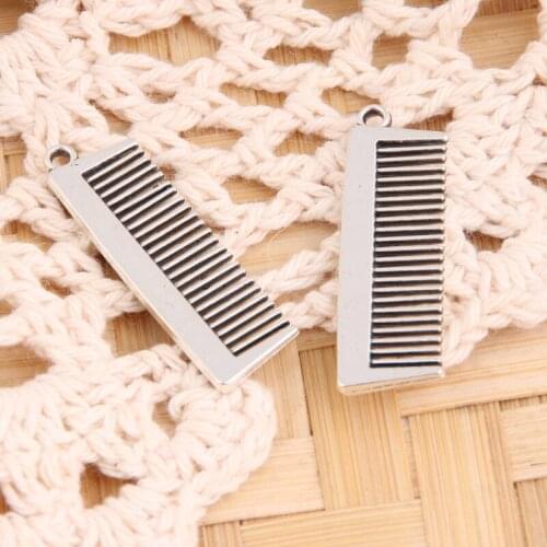 10pcs Silver Color Comb Charms Stylist Pendant For DIY Handmade Jewelry Making Accessorie 32.5x10mm