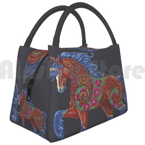 Portable Insulation Bag Poppy Unicorn Totem Unicorn Gypsy Cob Bay Horse Brown Horse Magical Horse Magical