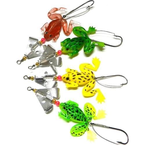 Free shipping 1pc Rubber Frogs Soft Fishing Lures Bait Set Bass Prevent hook Tackle 9cm_3.54'_6.2g spinner spoon Lures