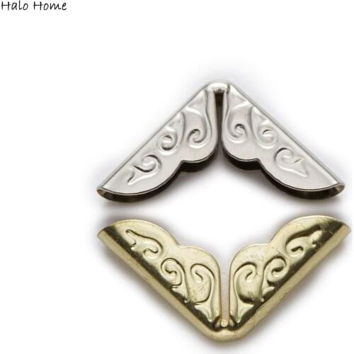 100 Piece 2 Colors Carved Book Scrapbooking Albums Folders Box Bags Metal Corner Protectors Wooden Case Decorative 14mm(4/8")