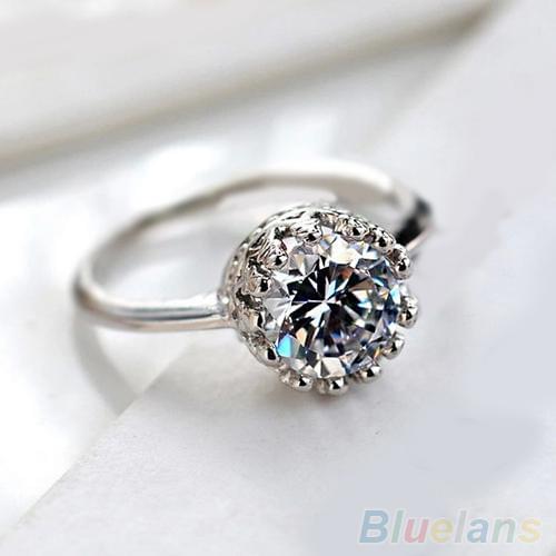 Luxury Women Round Cut CZ Princess Crown Bridal Engagement Wedding Party Ring