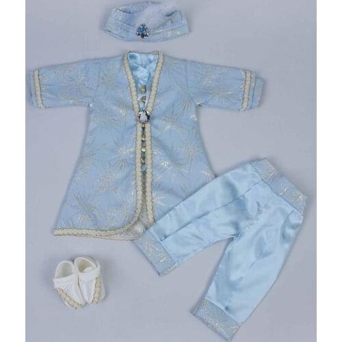 Blue Authentic Baby Boy Newborn Suit Prince Ottoman Vintage Prince Gentleman Men Dolls 5Pcs Set Clothing Special Occasions Model