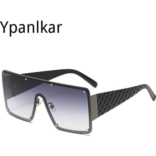 New Luxury Men Women Sunglasses Square Fashion Flat Top Sun Glasses Male Plaid Personality Big Frame Shades Zonnebril Heren