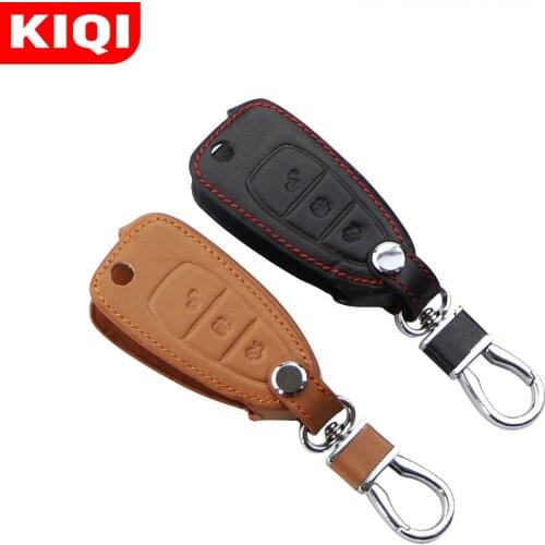 Car Styling Leather Key Chain Ring Cover Case Holder for Ford Focus 3 4 MK3 MK4 Kuga Edge Mondeo Fusion Ecosport Accessories