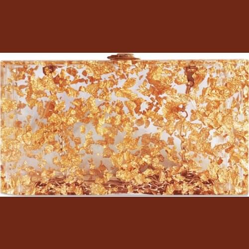 Bags for Women Fashion Women Acrylic Evening Bag Luxury Clear Clutch Purse Elegant Gold Design Transparent Handbags