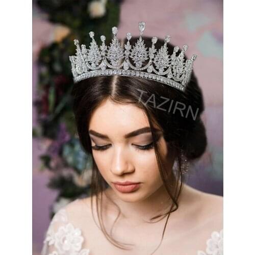 Luxury Cubic Zirconia Wedding Bridal Tiaras And Crowns CZ Pageant Headpieces Party Hair Accessories Jewelry Gift for Women New