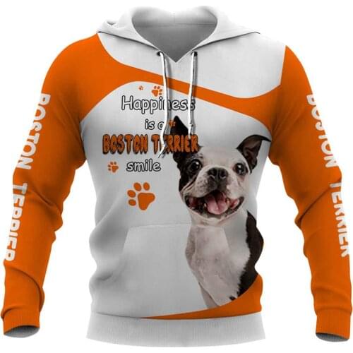 CLOOCL Boston Terrier Smile Men Hoodies Pets Paws 3D Print Men Clothing Loose Casual Tops Unisex Harajuku Streetwear