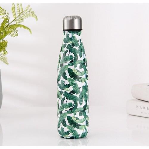 500ml Leaf Insulated Vacuum Thermos Water Bottle Sports GYM Drink Bottle Thermal Flask For Coffee Tumbler Cups In Bulk