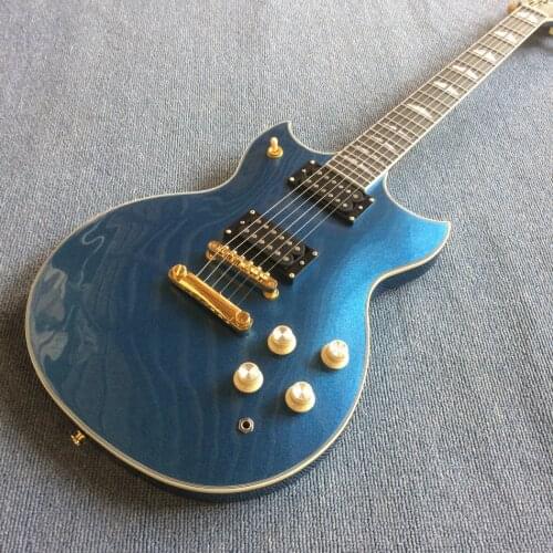 High Quality Electric Guitar,Solid Mahogany,Metallic blue,Rosewood fingerboard with gold hardware,free shipping