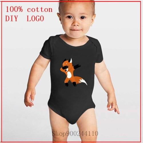 Dabbing Fox Pose printed Bodysuits Baby newborn short sleevele baby clothes O-neck 0-24M baby Jumpsuit Cotton clothing Infant