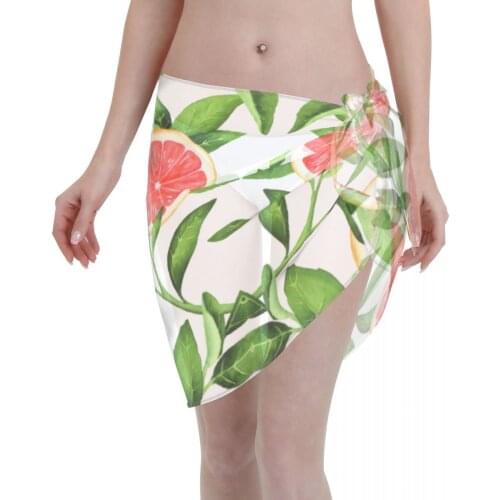 Women Beach Bikini Cover Up Watercolor Grapefruits Wrap Skirt Sarong Scarf Beachwear Bathing Suit Beachwear Swimsuits