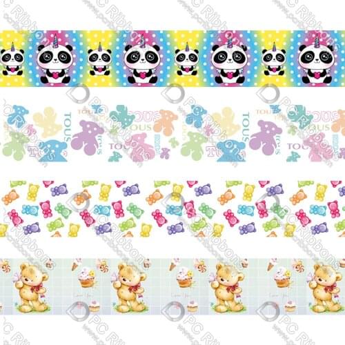 10-38MM Cartoon Panda Lanyard Ribbon Double Printed Sided Printing Mobile Phone Rope/ Key Lanyards Neck Strap Keychain 50 Yards