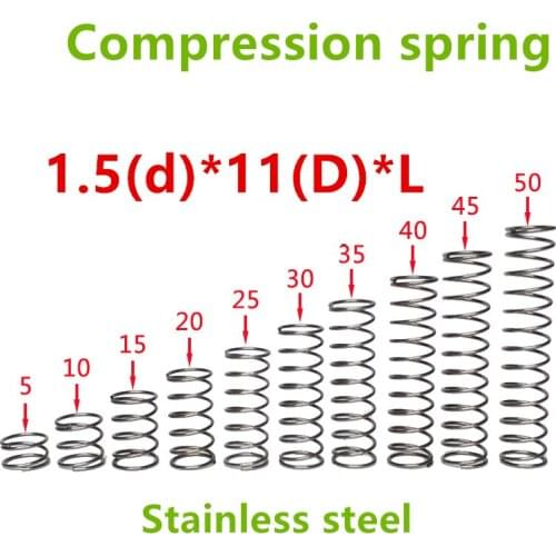 20pcs 1.5*11*(15/20/25/30/35/40/45/50) Stainless steel Series small spot spring wire compression pressure springs