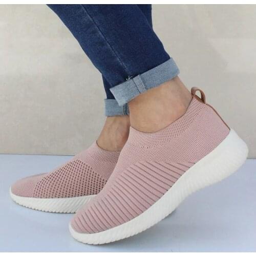 2021 Women Sports Shoes Stretch Leisure Nets Breathable Single Shoes Outdoor Climbing Light Shoes Jogging Shoes Ladies Sneakers