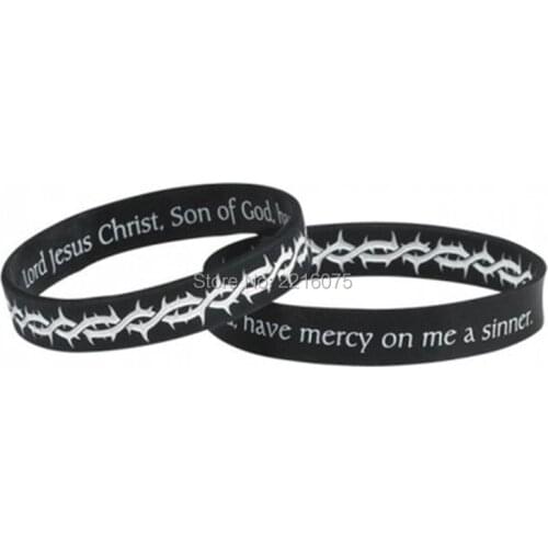 300pcs Crown of Thorns Lord Jesus Christ silicone wristband rubber bracelets free shipping by DHL express