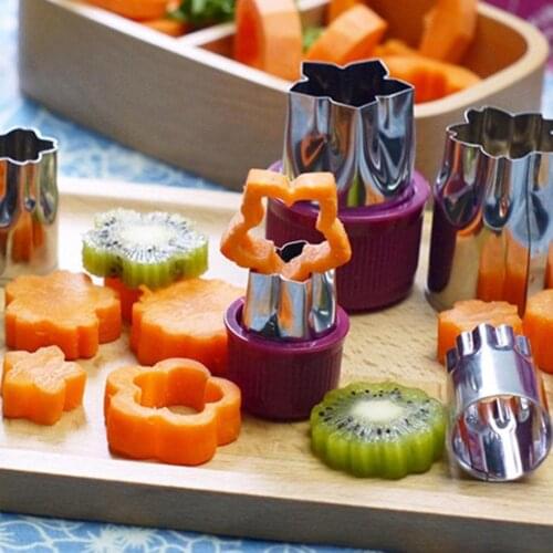 8 Pcs Vegetable Cutter Mold Fruit Cake Cookie Biscuit Mould Flower Shape Stainless Steel Durable Kitchen Tools Food Decor DIY