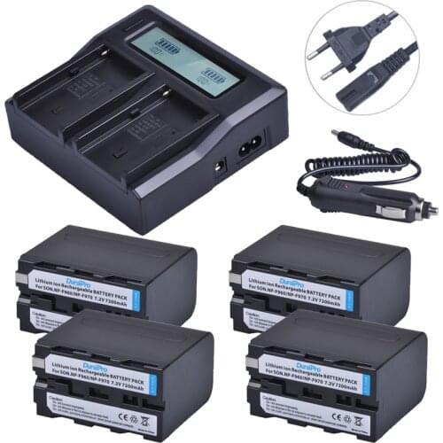 4pc 7200mAH NP-F970 NP-F960 NP F960 F970 Camera Battery +Ultra 3X fast Quick Charger for Sony F930 F950 F770 F570 F970 CCD-RV100