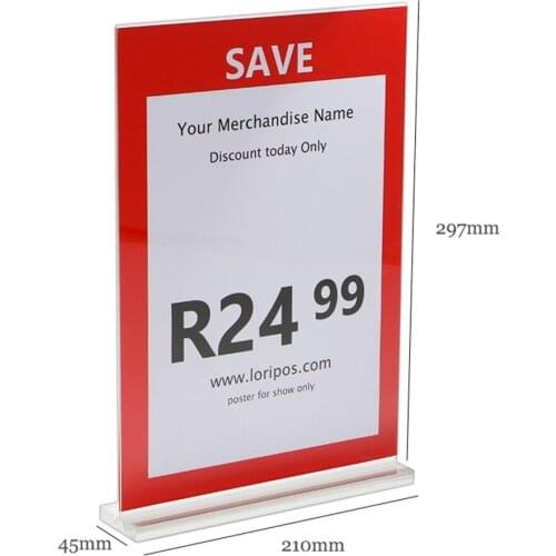 T Acrylic Poster Tag List Menu Holder Clear Double-sided Display Desk Sign Holder KTV Hotel Restaurant Table Picture Photo Frame