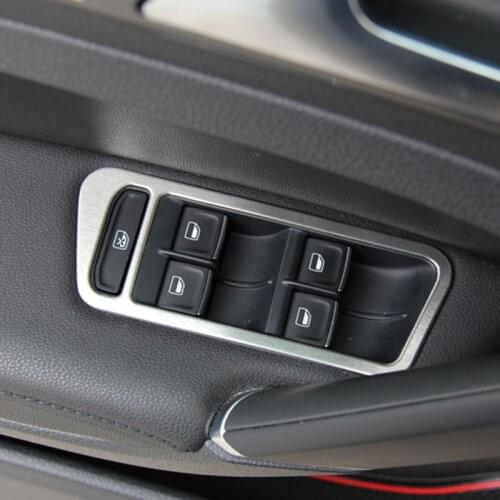 Alijunda 4pcs/set Stainless Steel Interior Door Window Button Frame Round Trim Covers For VW Volkswagen Golf 7 MK7 2013 2014