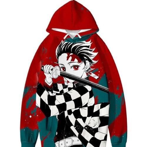 Anime Demon Slayer Cosplay Clothing New Coat Unisex Digital Cartoons Print Pattern Fashion Japanese Style Hooded Casual Sweater