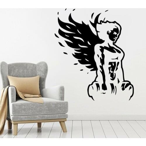 Bodybuilding Wall Decal Girl Bodybuilder Wings Angel Gym Wall Stickers Vinyl Sticker for Home Room Decoration Accessories C130