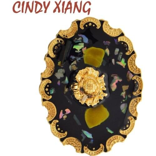 CINDY XIANG New Baroque Enamel Relief Brooches Vintage Round Shape Oil Painting Style Brooch Pin for Women And Men Party Jewelry