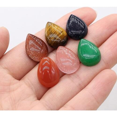 Natural Stone Unakite Cabochon Beads Flat Back Water Drop Shape No Hole Loose Beads For jewelry making DIY Ring accessories